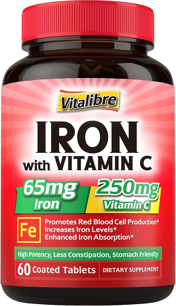 Supplemento di ferro con vitamine C per la carenza di ferro e il complesso di magnesio 10 in 1 per la carenza di magnesio