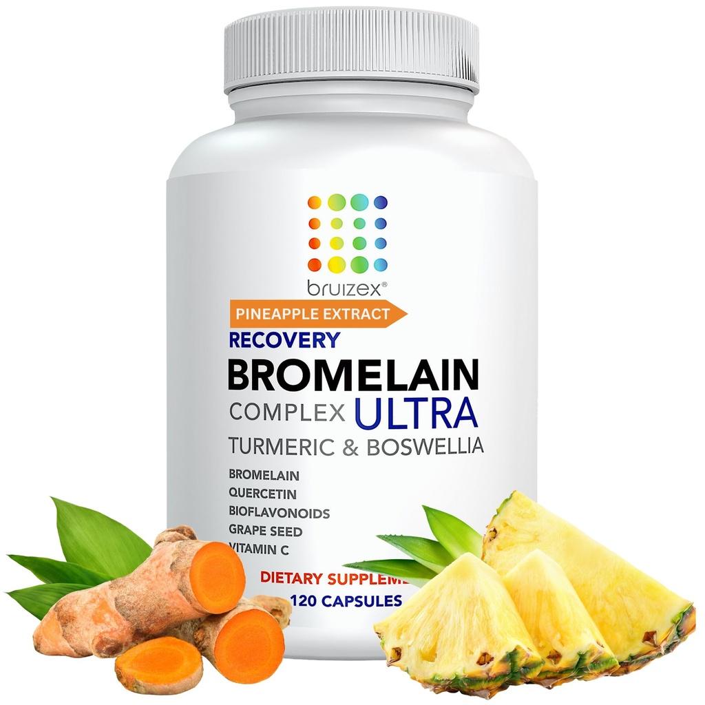 Bruizex Ultra Bromelain e Quercetin Bruising Relief Supplement, 120 Capsule | Pelle Brusata, Trauma Recovery and Swelling Surgery Supplements
