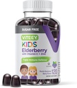 Viteey Sambucus Elderberry Gummies for Kids - Sugar Free - Integratori di Supporto Immune con Vitamina C & Zinc, [3-1 Booster Immune] Vegan, Gelatin Free, Gluten Free - Tasty Chewable Berry Aromaed