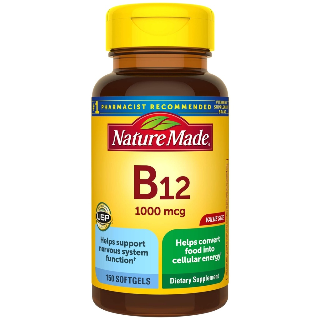Vitamina B12 1000 mcg Softgels, 150 conteggio dimensione del valore