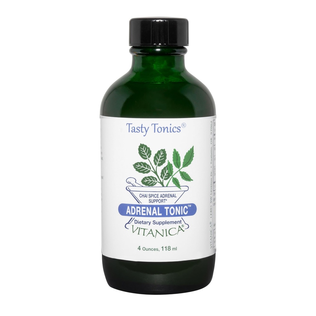 Vitanica tonico surrenale, Supplemento surrenale & supporto, Alcol Free, Vegan/Vegetarian, Chai Spice Flavor, 4 oncia