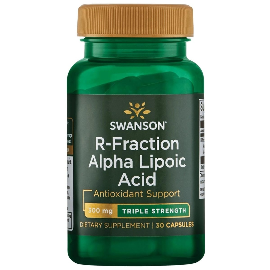 Swanson Triple Strength R-Fraction Alpha Lipoic Acid - promuove la pressione sanguigna sana e fornisce nutrienti essenziali - (30 capsule, 300 mg ogni)