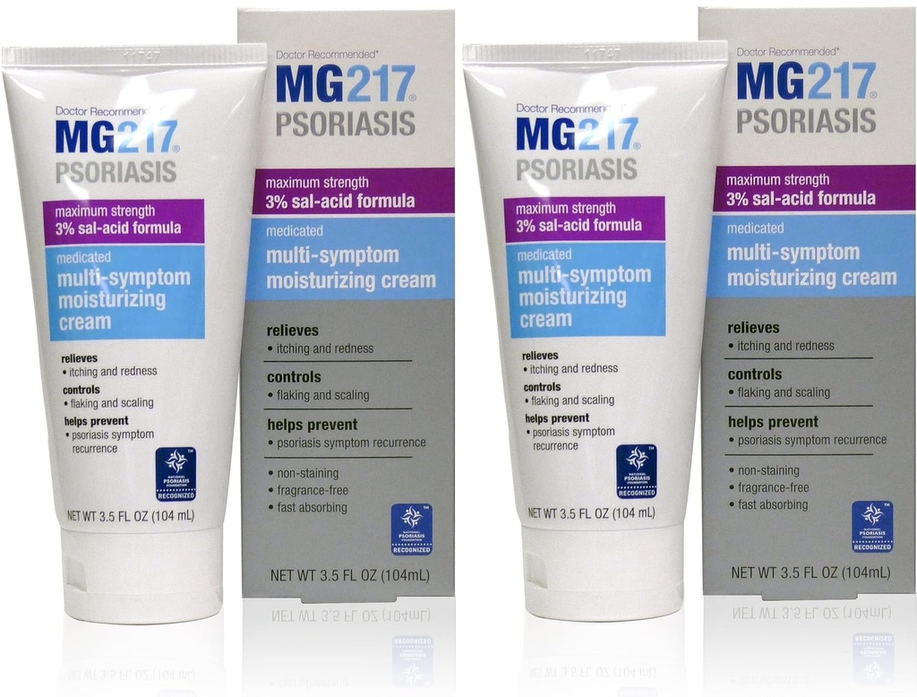 MG217 Crema di Psoriasi idratante medicata con 3% acido salicilico, multi-sinto, fragranza libero, 3,5 Fl Oz, (5604) (pacchetto di 2)