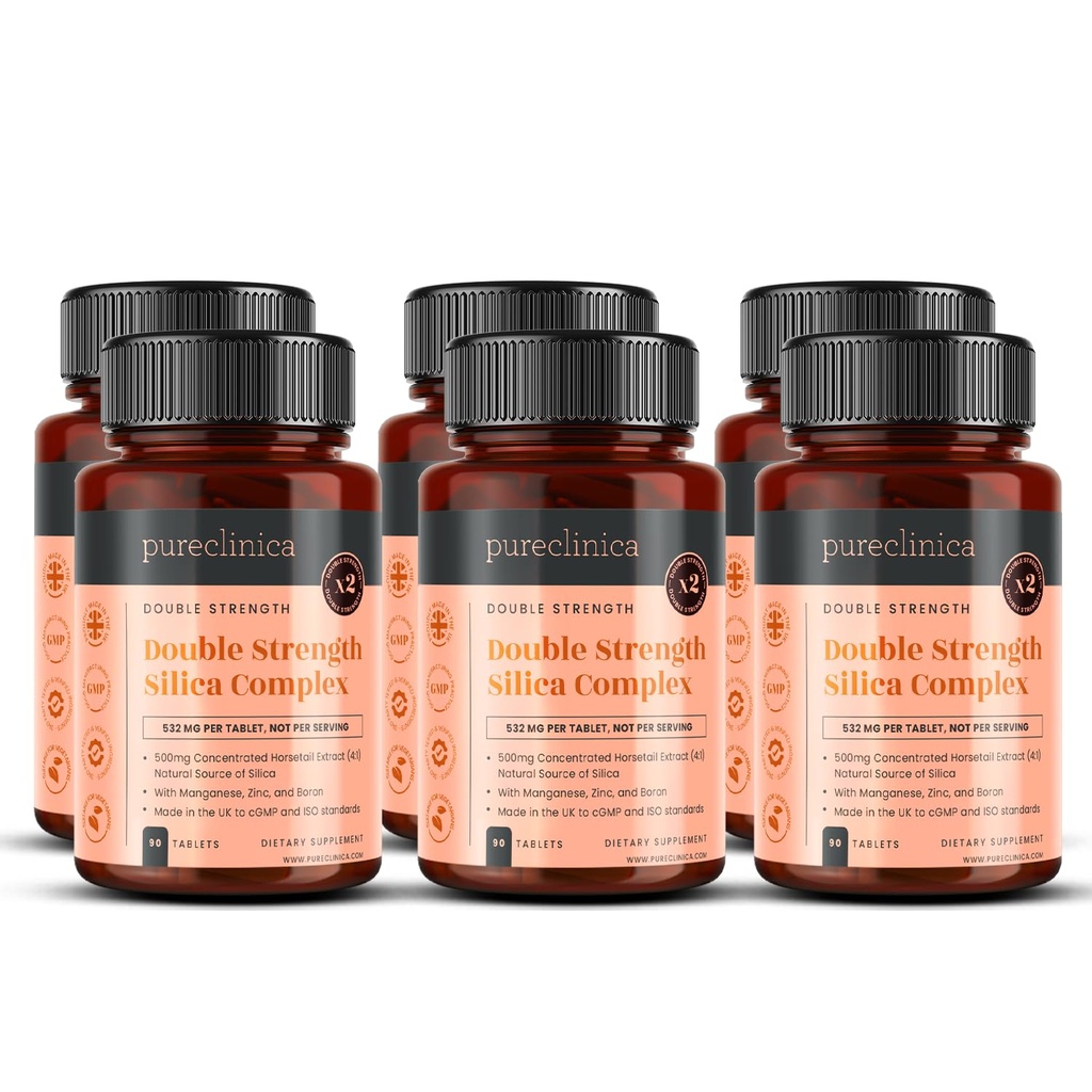 Complesso di silice a doppia resistenza – 18 mesi di alimentazione! (2000mg Estratto di coda di cavallo x 540 compresse(6 bottiglie di 90))
