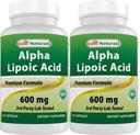 Migliori naturali alfa acido lipoico 600 mg 60 capsule - ALA potente antiossidante (60 conteggio (pacchetto di 2))