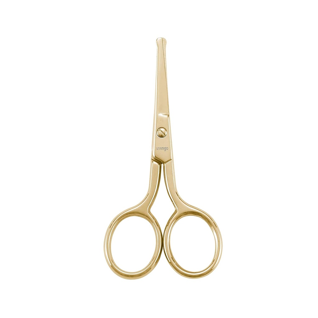 LIVINGO Professional Nose Forbici per capelli, Multi-purpose in acciaio inox arrotondato punta dritto lama, Facial Hair Beard sopracciglia Ear Trimming Beauty Grooming Tool per gli uomini e le donne, 3,5" Oro