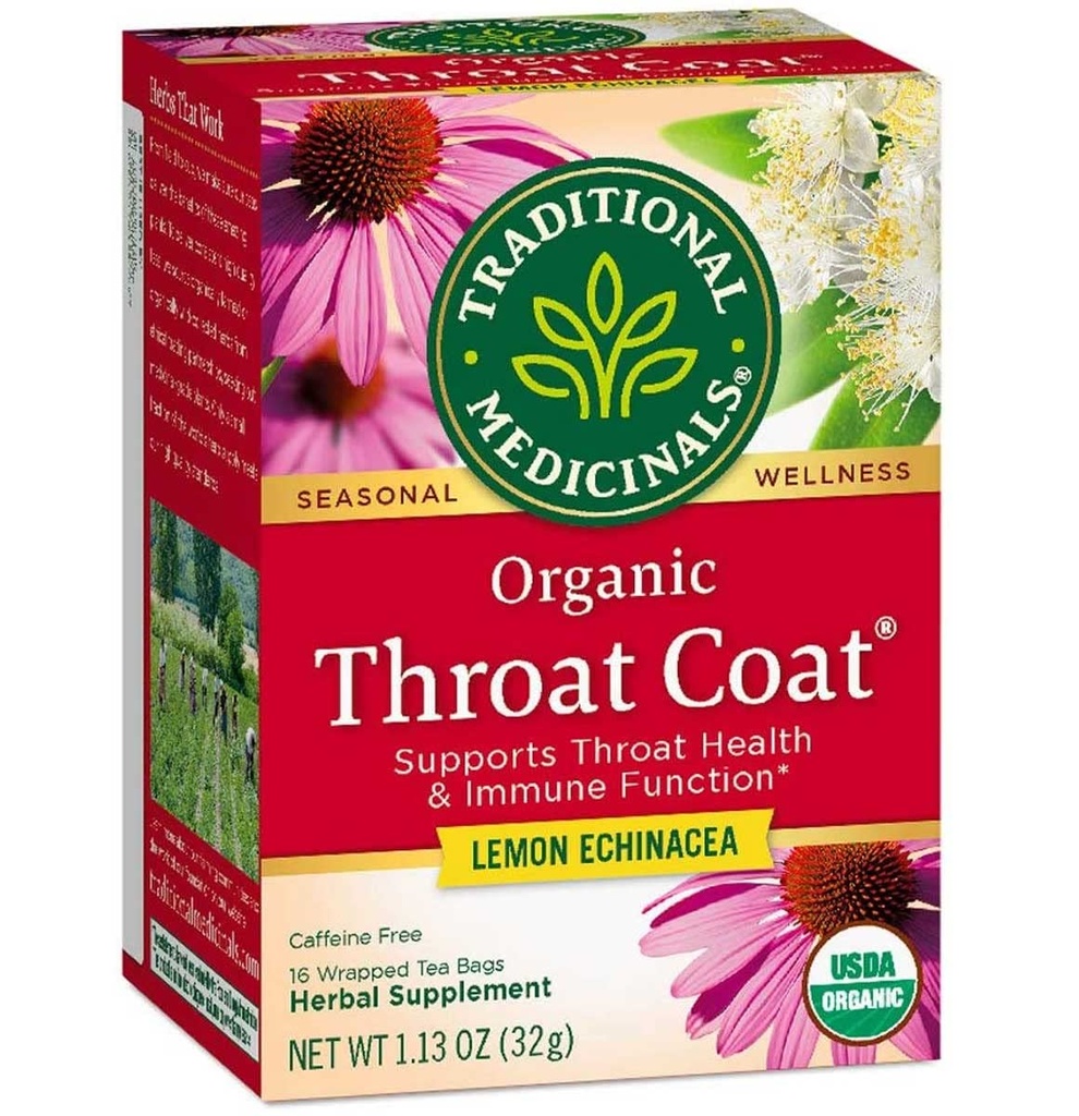Tradizionale Medicinali Organico Cappotto di Tromba Limone Echinacea Herbal Tea, Supporta la salute della gola (16 Conte (Pack of 2))