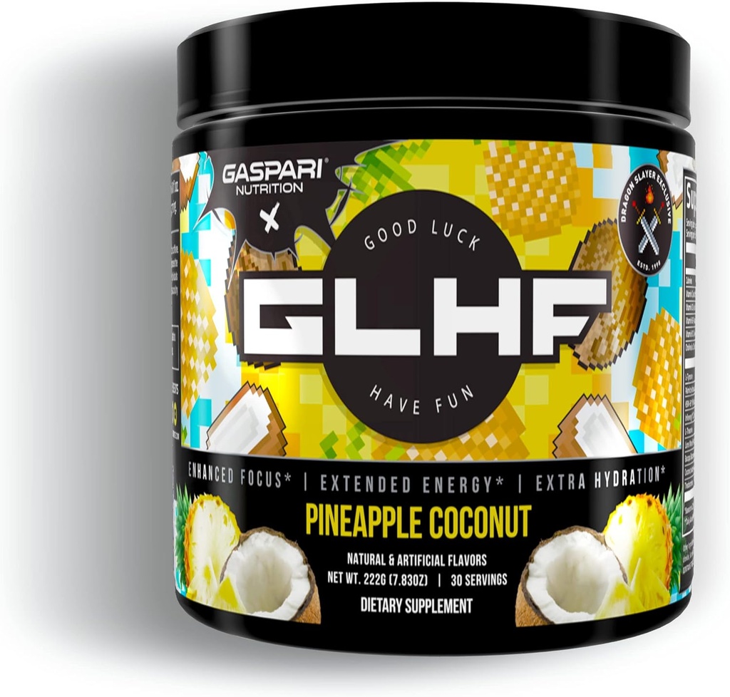 Gaspari Nutrition x GLHF Gaming Energy, Focus potenziato, Extra Energy, Migliorato l'idratazione (30 Serve) (Cocco di pino)