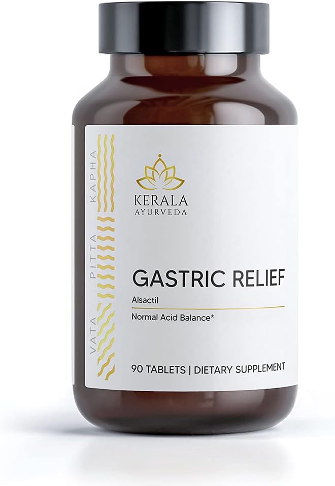 Kerala Ayurveda Gastric Relief Herbal Tablets | Prebiotico naturale per l'equilibrio acido sano di stomaco | Allevia da Stomach Discomfort e Gas | Aids Digestione normale - 90 Conte