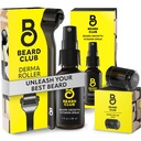 Beard Club Premium Derma Roller & Biotin Beard Growth Vitamin Spray - Rullo Microneedle per Uomini e Donne con 540 Microneedles Titanium - Rullo del cuscinetto & Olio del cuscinetto per viso, corpo e scala