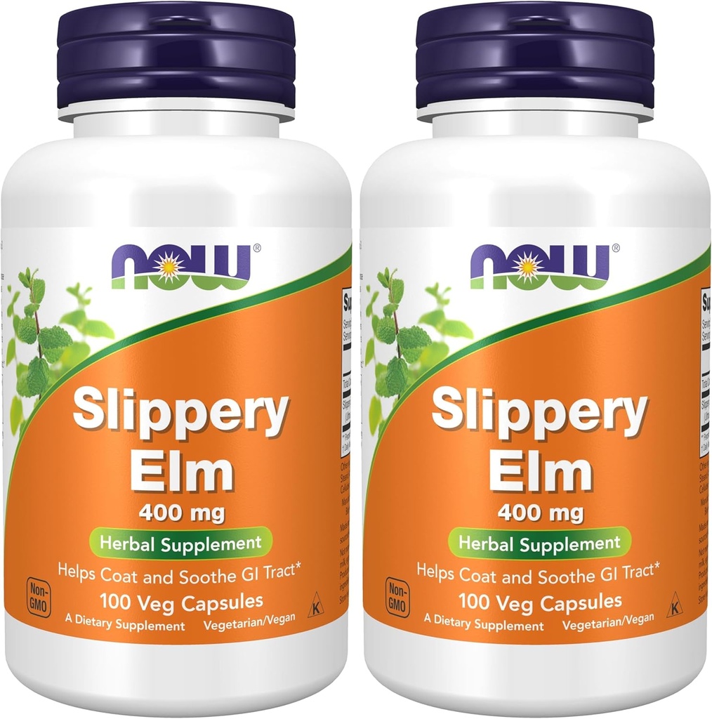 NOW Slippery Elm 400mg 100 capsule (pacchetto di 2)