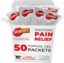 Pacchetti di gel clinici di sollievo dal dolore di Stopain, USA Made, Max Strength Fast Acting con MSM, Glucosamina, Mentolo per l'artrite, Sciatica posteriore inferiore, Ginocchio, Prodotti anatomici topici HSA FSA, 50 Pack