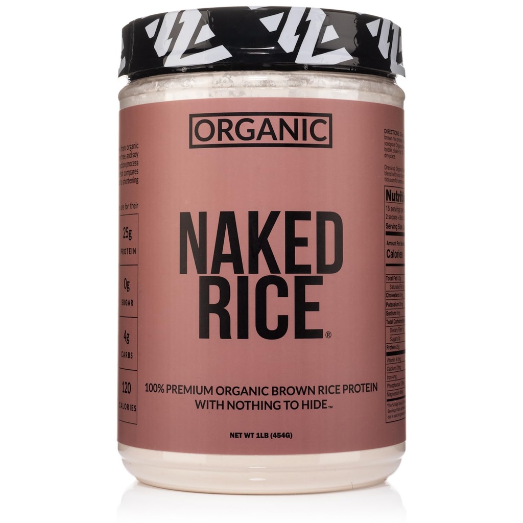Riso Nudo 1Lb - Polvere di proteina di riso marrone organica - Polvere di proteine vegane, OGM Free, Gluten Free & Soy Free.