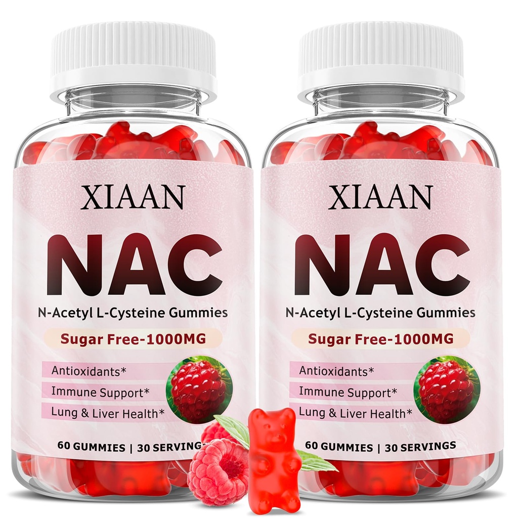 NAC Gummies per bambini e adulti, N Acetyl Cysteine 1000mg NAC Supplemento per gli antiossidanti e il supporto immunitario, Lung & Liver Health, Raspberry Flavor 120 Count