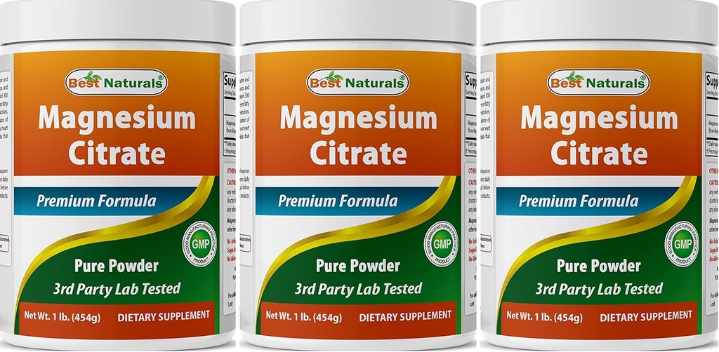 Migliore naturale Citrato di magnesio polvere 1 libbra (1 LB (Pack of 3))