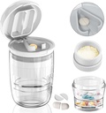 White-1 Pill Splitter e Cutter, Crushes Tablet, Vitamine, Lama in acciaio inossidabile, Coppa di bevanda rimovibile