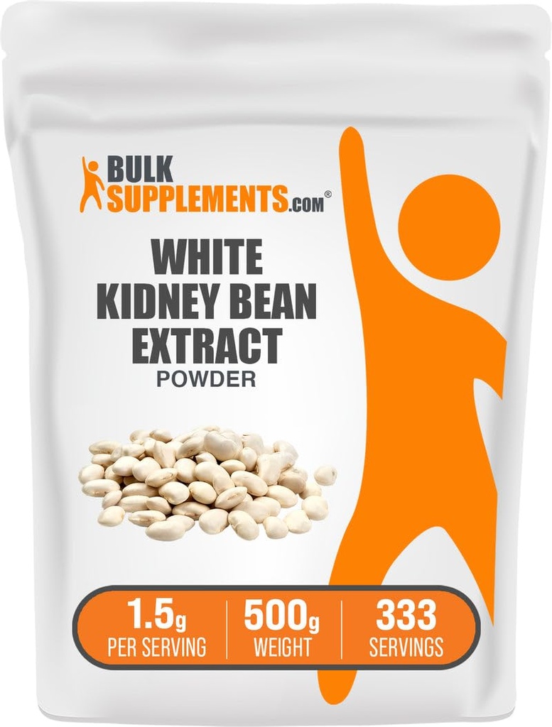 BulkSupplements.com Polvere dell'estratto del rene bianco - polvere del fagiolo del rene bianco - supplemento di erbe - senza glutine, 1,5g per porzione, 500g (1.1 lbs) (pacchetto di 1)