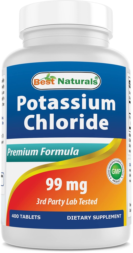 Migliore Naturals Potassium Chloride Supplemento 99mg 400 compresse - Laboratorio di terze parti testato