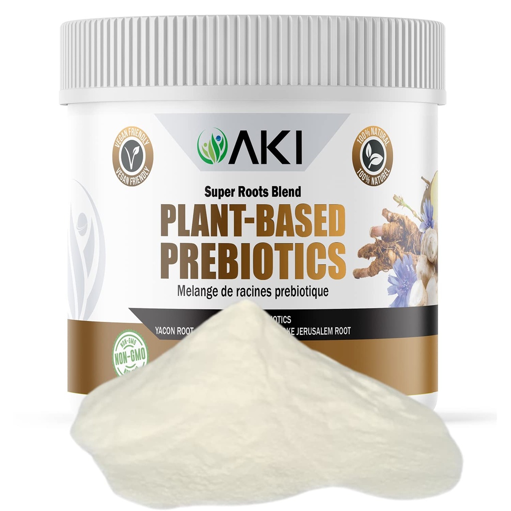 AKI Plant-Based Prebiotic Blend (6oz/170g) - Fonte ideale di FOS & Inulin - Nourish Intestinal Flora & Immunity - Ideale per Protein Shakes, Juice, Smoothies - Keto Friendly, Vegan, Gluten & GMO Free
