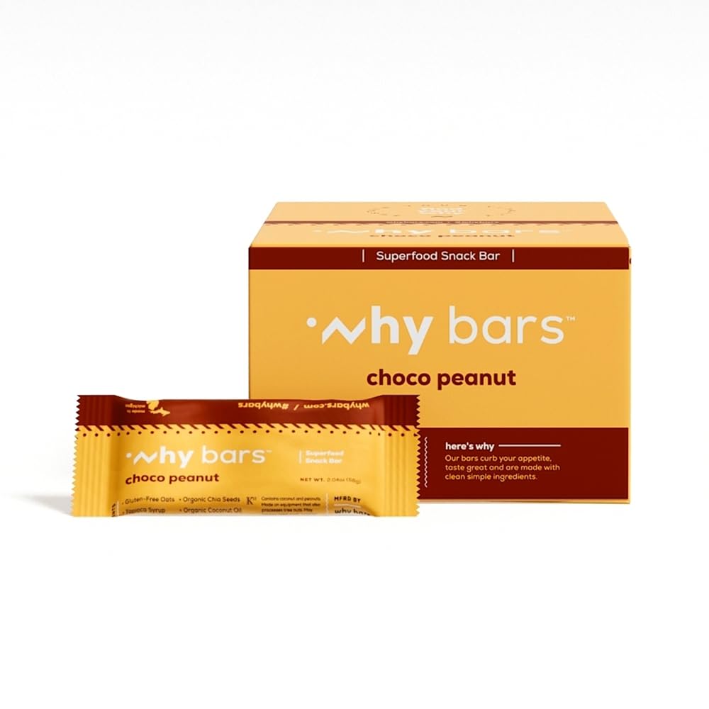 Perché barre, barre proteiche, burro di arachidi al cioccolato, barre di oncia 2.04 (pacchetto di 12 barre proteiche) - Superfood Protein Bar, senza glutine, non OGM, organico, vegano, ingredienti semplici