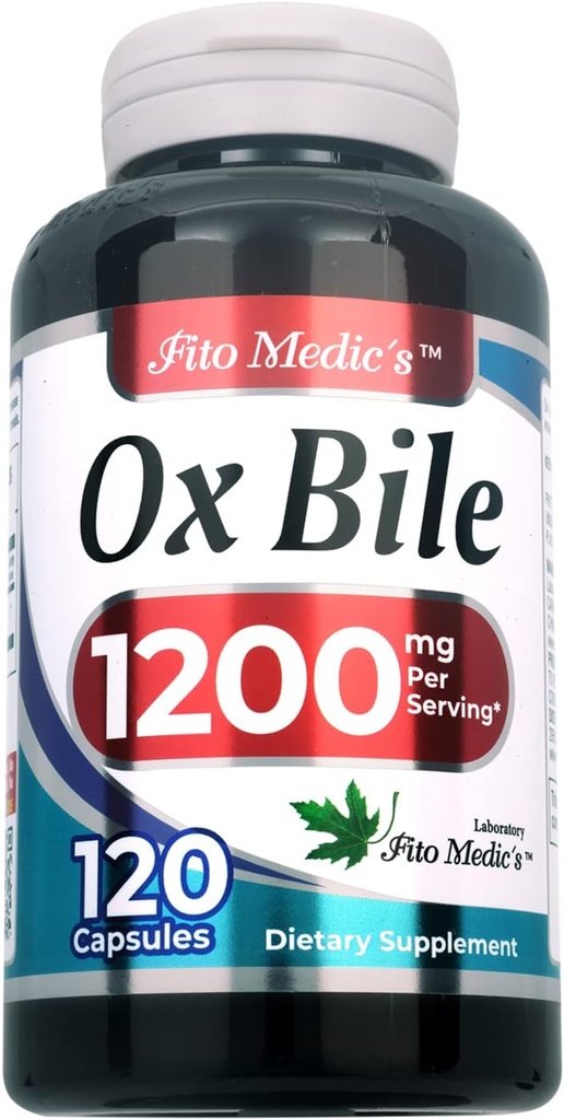 Lab - Sale Bile, Ox Bile, 1200 mg per Serving, 120 Caps- Digestive Enzymes Supplement, ox Bile Supplement.