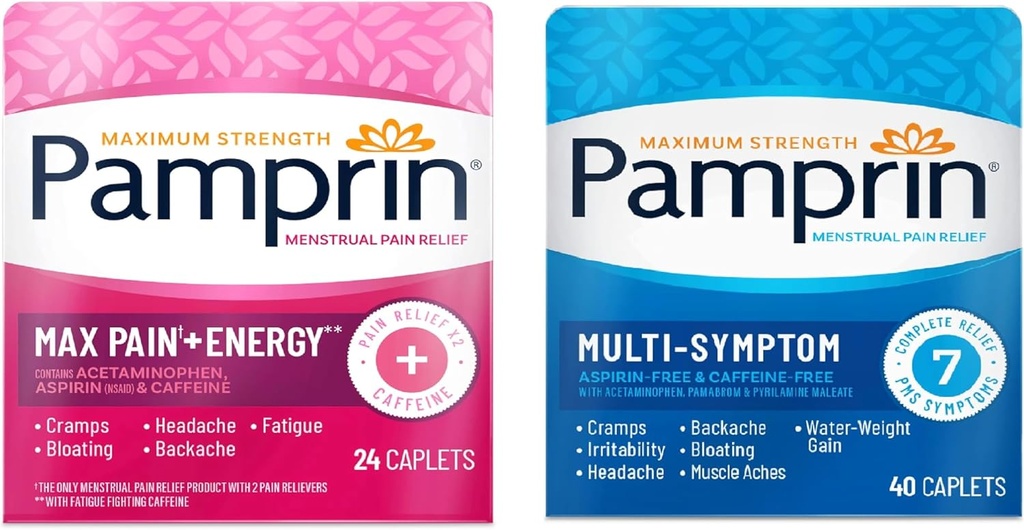 Pamprin Multi-Symptom e Max Pain + periodo di energia