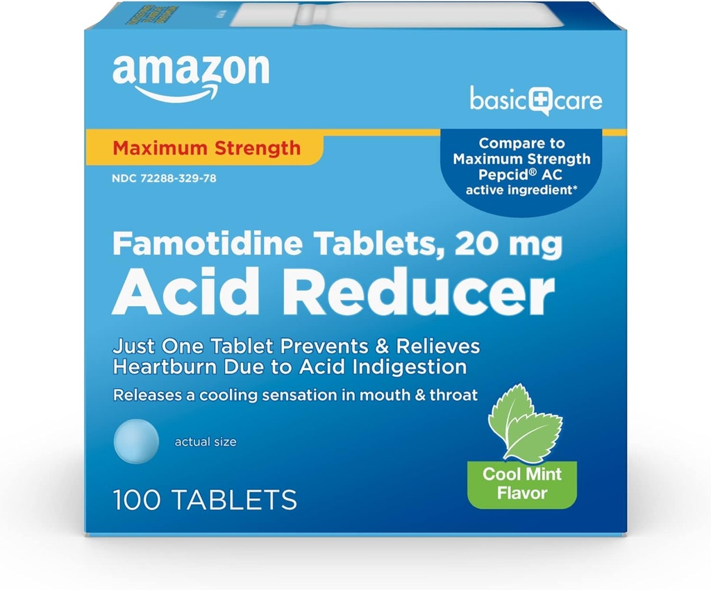 Famotidina 20mg Tavole fresche della menta, 100 Conte, Bianco