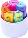 Manager di pillole settimanali, 4 scatole di pillole giornaliere, 7-Giorni Pill Rack Moisture-Proof, Pill Box Medication Reminder, Portable Vitamin Fish Oil Medicine and Supplement Container (Cylindrical Storage)