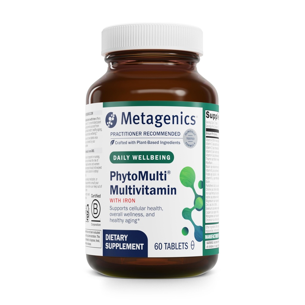 Metagenics PhytoMulti Multivitamin con Ferro - Multivitaminici giornalieri con Phytonutrients - Multivitamin per Uomini e Donne - PhytoMulti Vitamin Supplemento - con Ferro, Zinc & B6 Vitamine - 60 Compresse