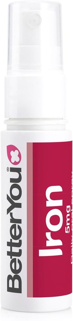 BetterYou Iron 5 Oral Spray - Supplemento naturale della vitamina liquida - Spruzzo giornaliero della vitamina del supplemento di ferro - Facile, alternativa saporita alle pillole - 0.85 oz