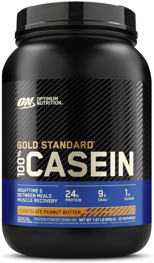 Optimum Nutrition Gold Standard 100% Micellar Casein Protein Powder, Slow Digesting, aiuta a mantenere pieno, recupero del muscolo di pernottamento, burro di arachidi al cioccolato, 1.87 Pound (Packaging May Vary)