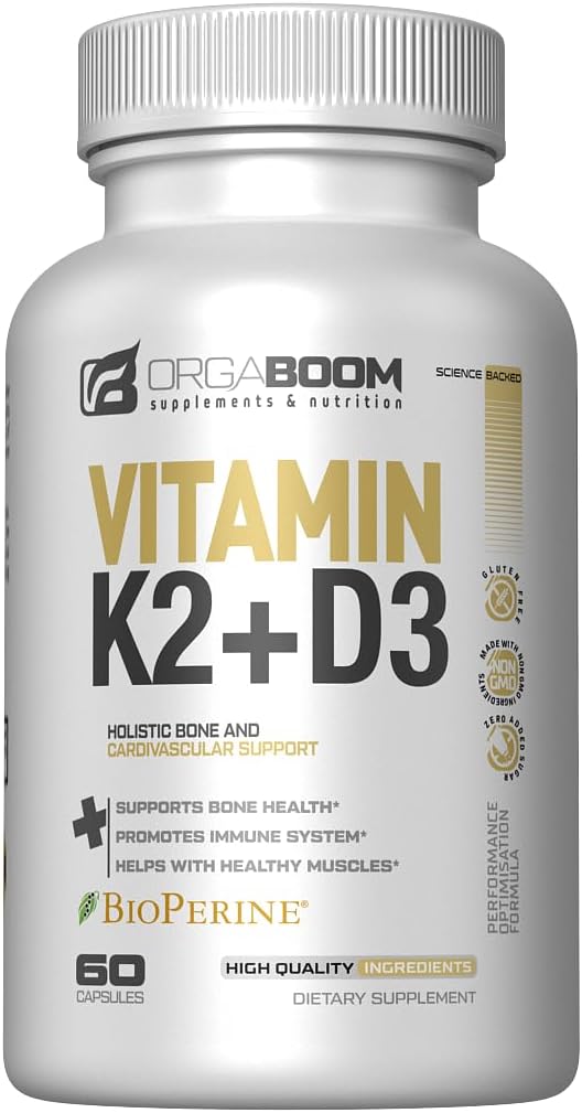 Vitamina D3 K2 Calcium Supplemento - Vitamina D 5000 IU + Vitamina K2 MK7 100 mcg, Bone Strength & Heart Health Integratori per Donne & Uomini, D3K2 Vitamine di denti con Bioperina, US-Made Non-GMO 60 Cap