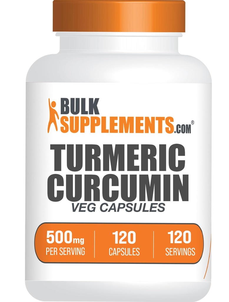 BulkSupplements.com Turmeric 500mg Estratto di capsule - Supplementi Curcumina, Curcumina Turmerica - Gluten Free,120 Veg Capsules (Pack of 1)