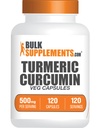 BulkSupplements.com Turmeric 500mg Estratto di capsule - Supplementi Curcumina, Curcumina Turmerica - Gluten Free,120 Veg Capsules (Pack of 1)