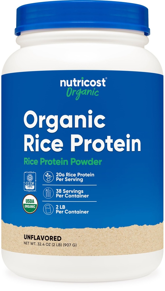 Nutricost Organic Rice Protein Powder (2 LB) - Gluten-Free, Non OGM (da Brown Rice)