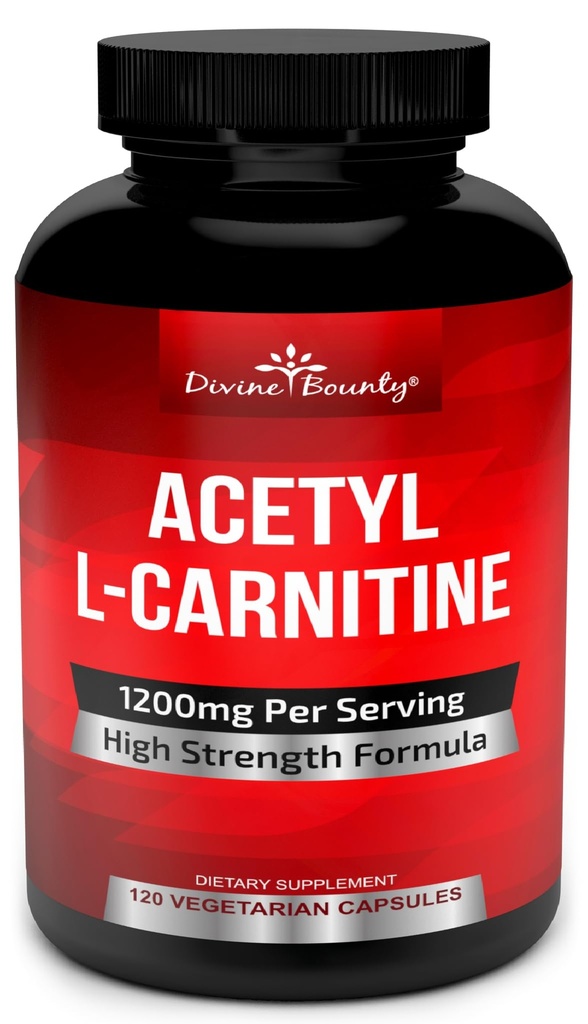 Divino Bounty Acetyl L-Carnitina capsule 1200mg Per Serving - L Carnitina Supplemento 120 capsule vegetariane
