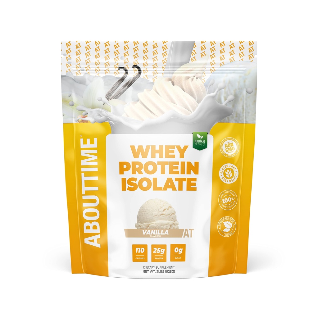 Circa il tempo Whey Protein Isolate Polvere 25g Vanilla, Ingredienti naturali, Non OGM, Senza glutine, Senza Lattosio, Zucchero Zero, Carbo basso, 32 Serve