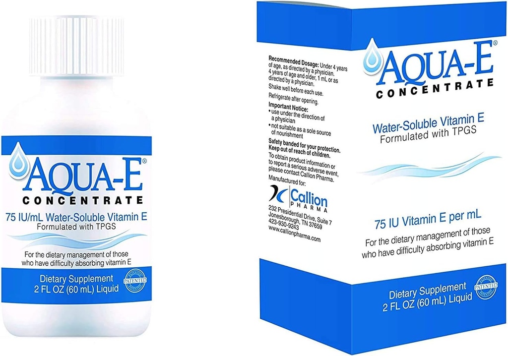 Aqua-E Concentrato 75 IU/ml, flacone da 60 ml, Vitamina Liquida Solubile Acqua E
