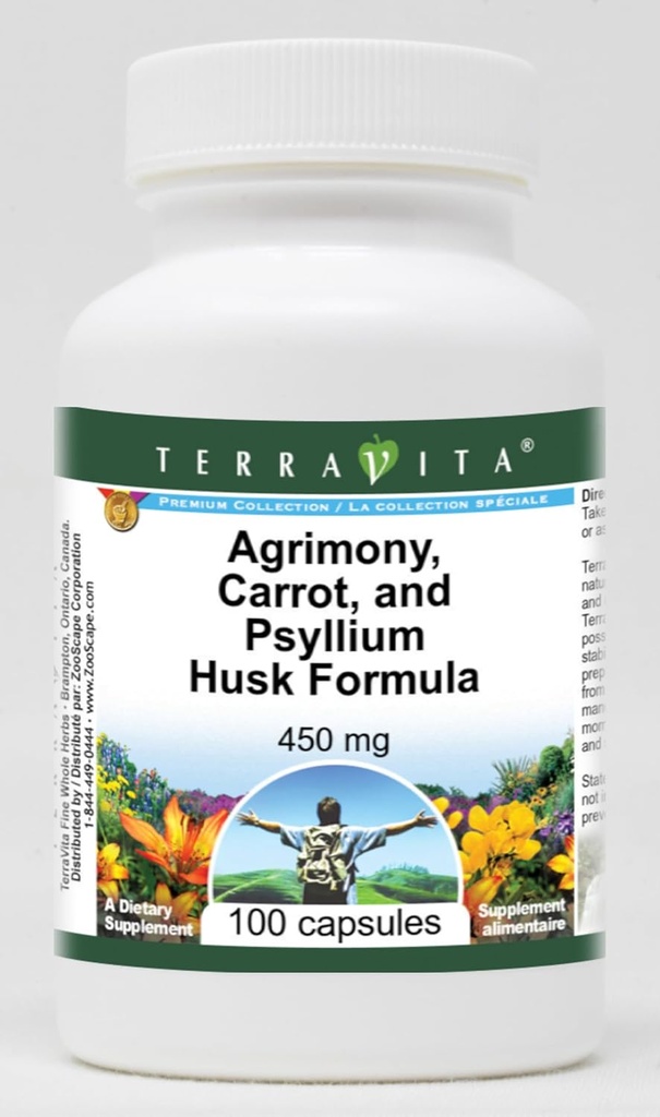 Agrimony, Carrot e Psyllium Husk Formula - 450 mg (100 capsule, ZIN: 516864) - 3 Pack
