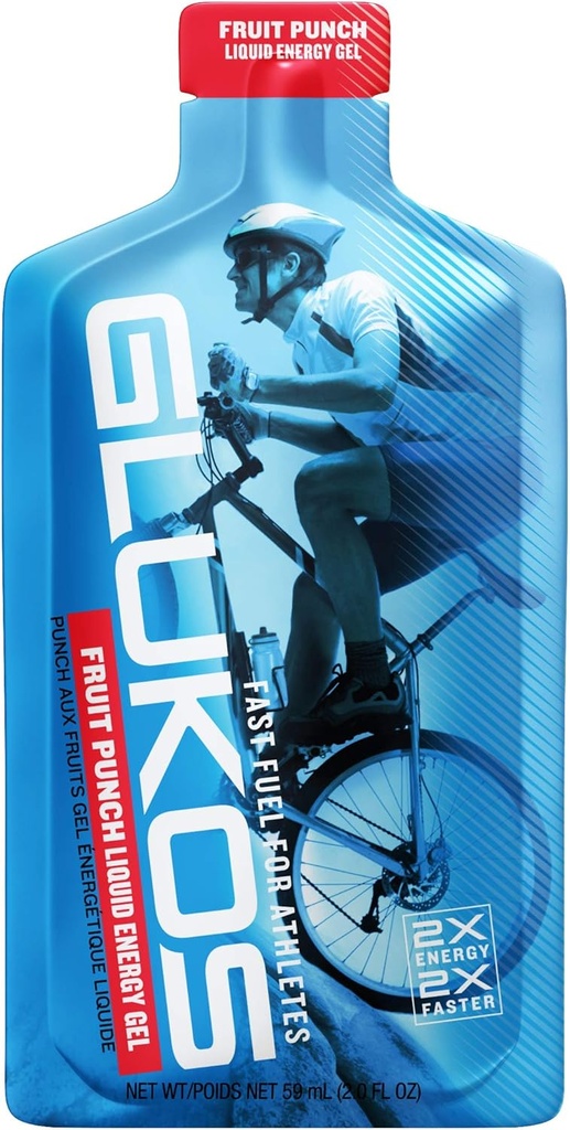 Gel di energia Glukos per Runners 2oz Packets, Gel running con elettroliti, Vassoio di 12 conte