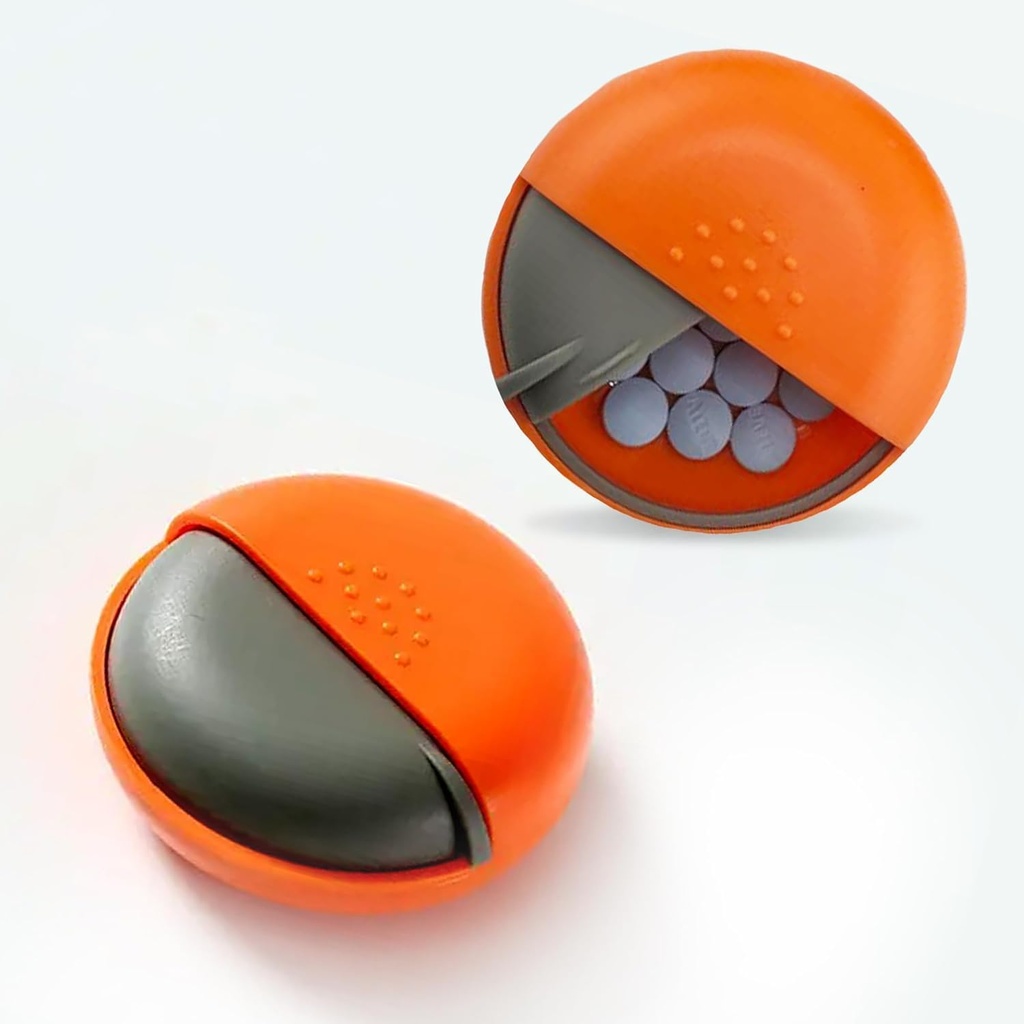 Organizzatore di pillole di viaggio rotondo - Portatile piccolo contenitore di pillole per la borsa - compatto, contenitore di medicina di Leak-Proof per pillole, vitamine, olio di pesce, integratori - BPA-Free, Design durevole, 2.75" (Orange)