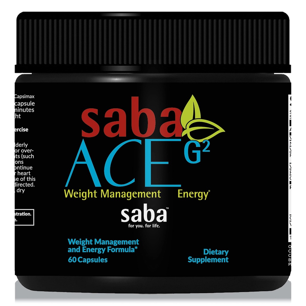 Saba ACE G2- Energia termogenica Burn, Pre allenamento, Metabolismo, Focus, Concentrazione, con Capsimax, CarnoSyn, BioPerine, Estratto di foglie di tè verde, per gli uomini e le donne -60 capsule