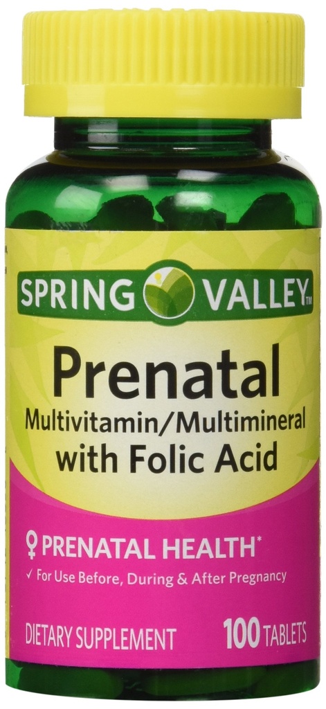 Valle di Primavera - Prenatale, Multivitamina, Multiminerale, 100 compresse w. Acido Folico