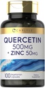 Carlyle Quercetin 500mg Capsule | con 50mg Zinc | 100 Count | Non OGM e Gluten Supplemento gratuito