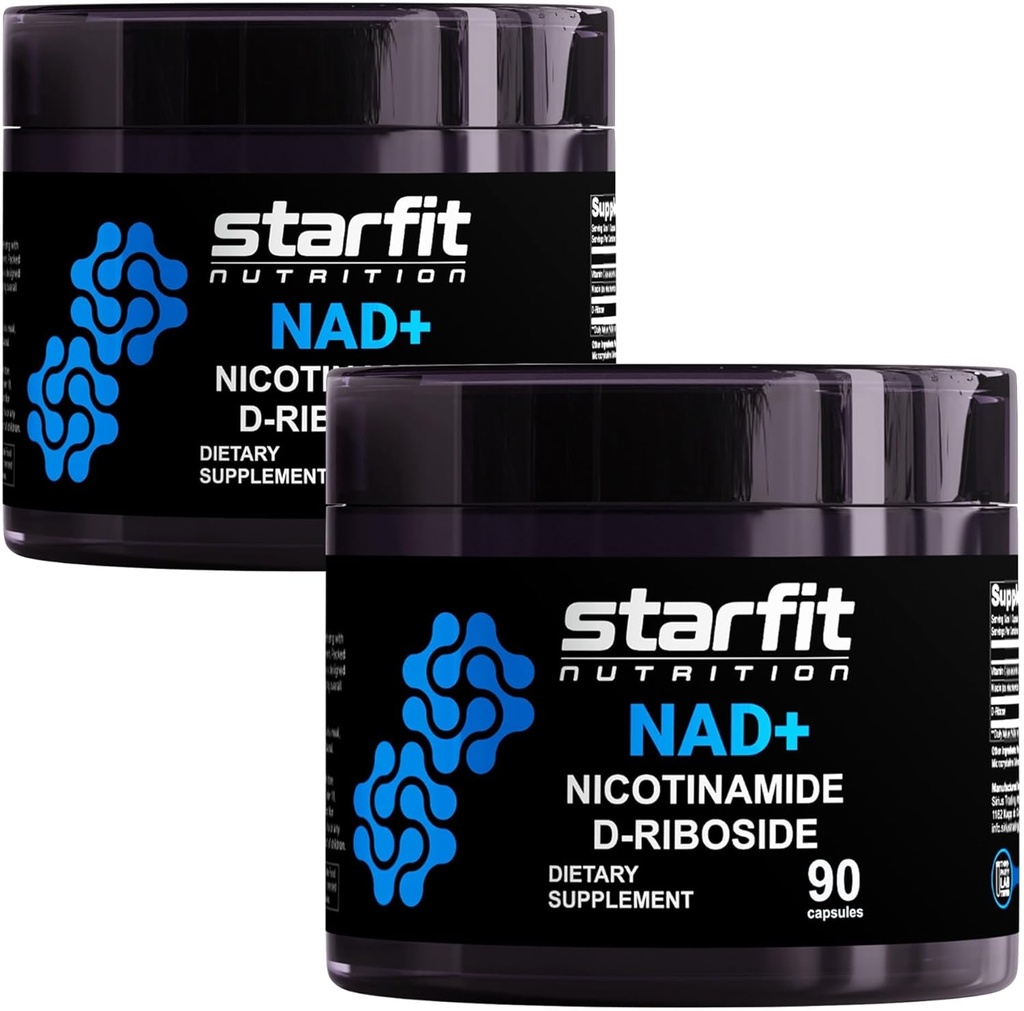 STARFIT - Nicotinamide D-Riboside (2 Pack), Booster NAD+, Energy & Focus Supplement, Supporto cellulare antiinvecchiamento, Totale 180 capsule