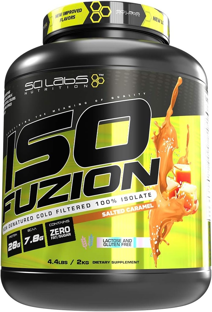 ISO FUZION 100% Whey Isolate | 28g polvere proteica non denaturata, aroma di caramella salata, 4.4lb