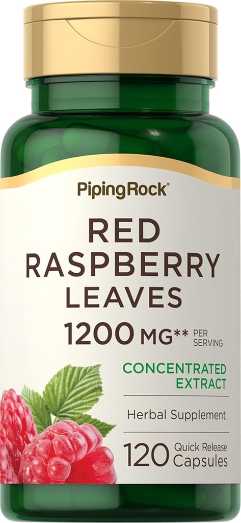 Piping Rock Red Raspberry Leaf Capsule | 1200mg | 120 pillole | Estratto di foglie concentrato | Non OGM, Gluten Free Supplement