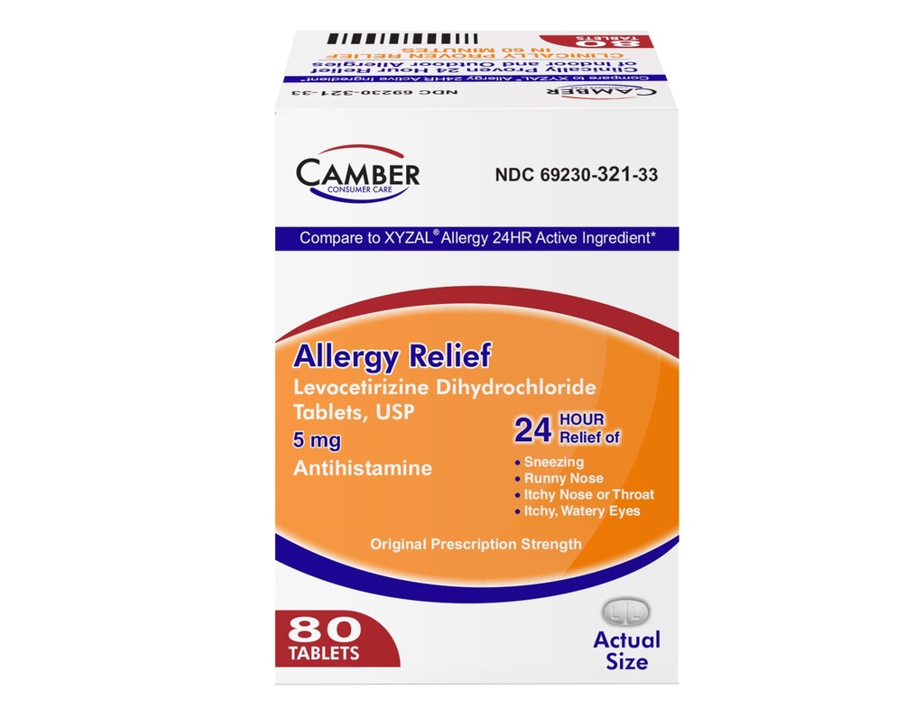 Camber Consumer Care Levocetirizine Dihydrochloride 5mg Antihistamine Tablets, Confronta Xyzal Active Ingredient, Allergy Relief Medicine (80 Conte)