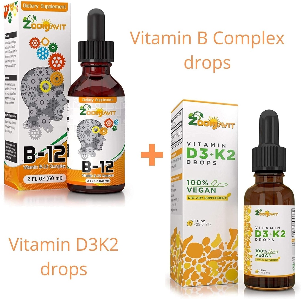 Gocce del complesso della vitamina B + Vegan vitamina D3 K2 gocce