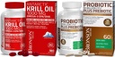 Bronson Probiotic 50 miliardi di CFU + Prebiotico con mela polifenoli & Ananas Frutta Extrac Antartico Krill olio 1000 mg con Omega-3s EPA DHA